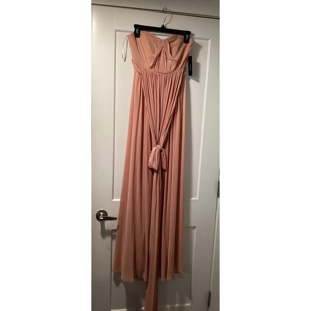 Lulus Strapless Maxi Dress Blush Pink Pleated Sweetheart Formal Gown Small NWT